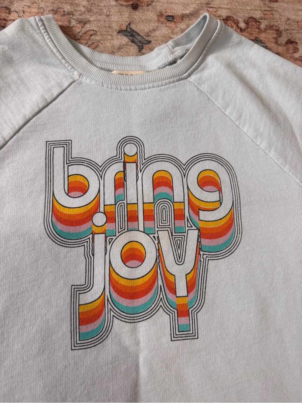 Anthropologie "Bring Joy" Graphic Sweatshirt - Light Blue - Size Small - Picture 3 of 4